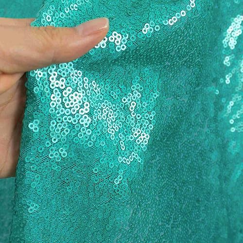 Miniatura 2 de Partisout The Yard - Tela de lentejuelas color verde azulado con purpurina de 0.118 in de poliéster para exteriores, para fiestas, bodas,