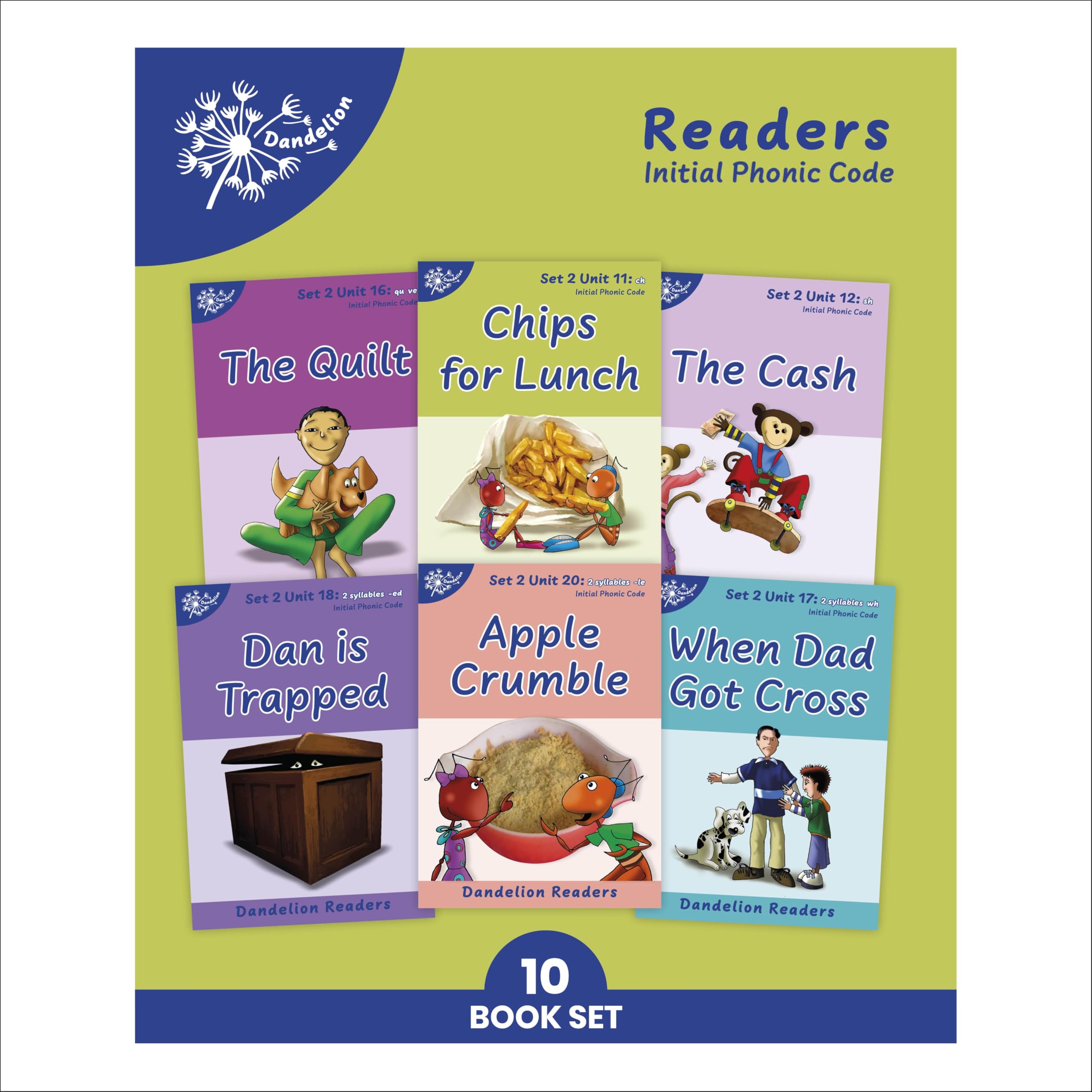 Phonic Books Dandelion Readers Set 2 Units 11-20 : Consonant digraphs and simple two-syllable words