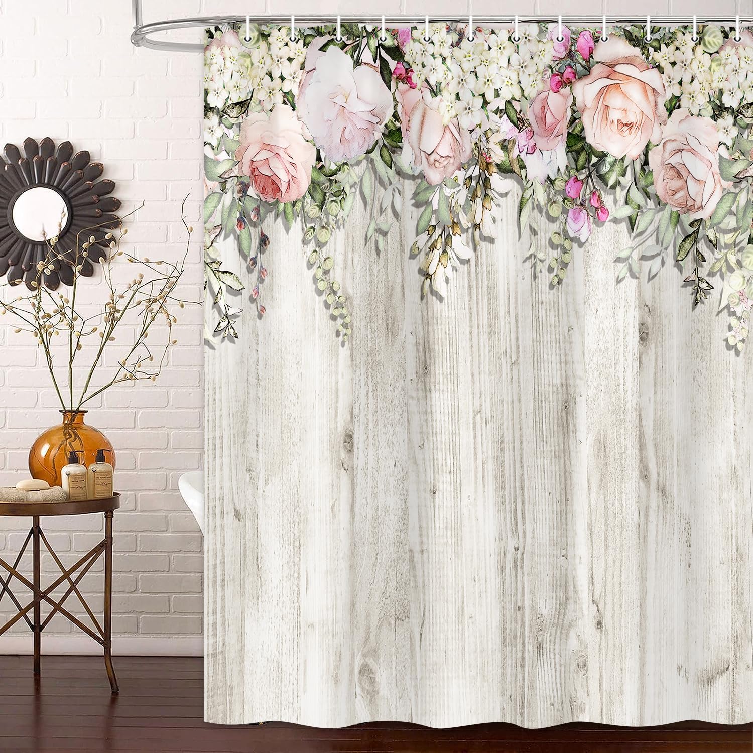 Amazon.com: Lovetar Retro Flower Vintage Rose Floral Shower Curtain