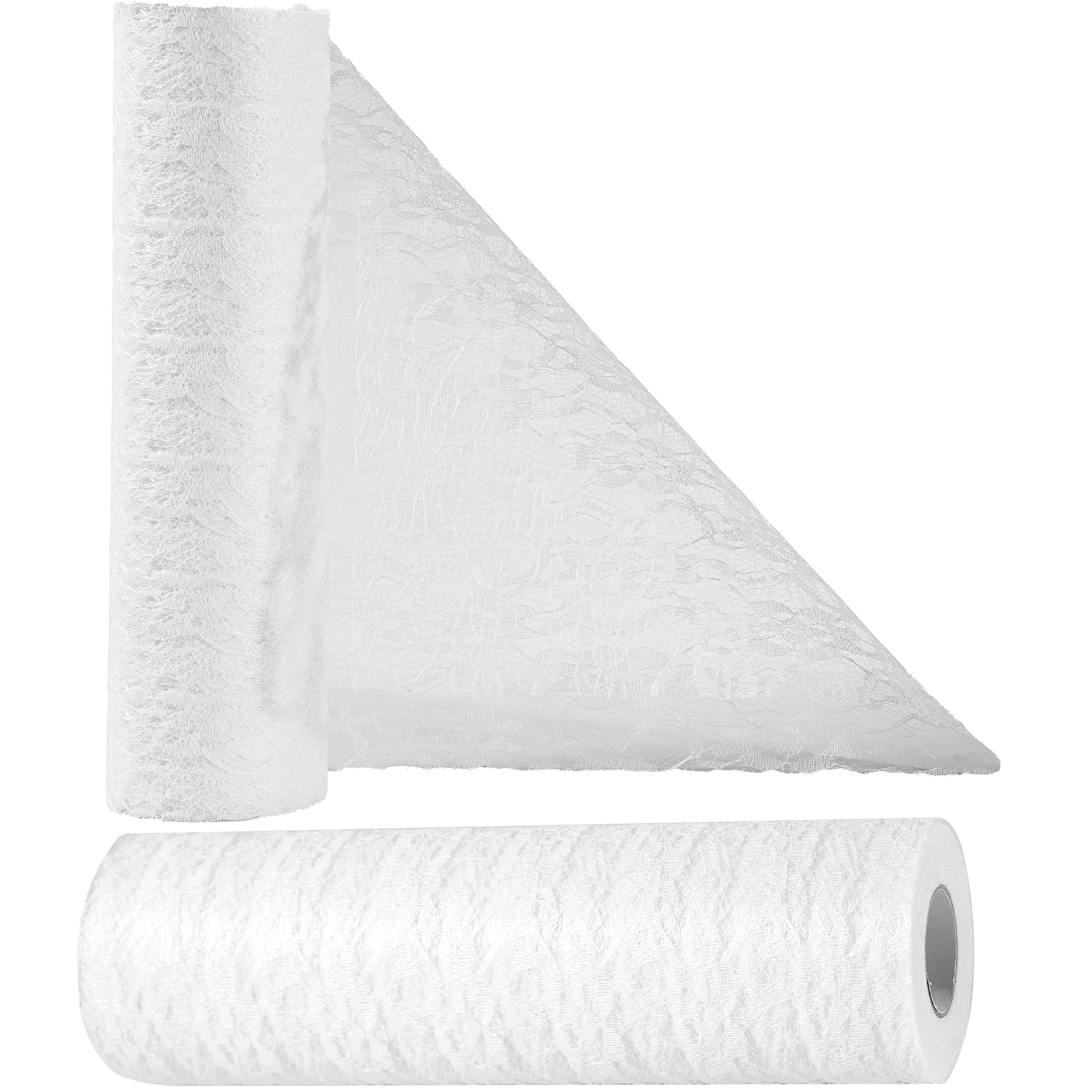 OSVINO 15 cm x 25 m Chemin de Table Rose Rouleau en Dentelle Ruban Tulle Décoration de Table Decor Classique de Mariage pour Salle à Manger Mariage Anniversaire Fête Party Baptême