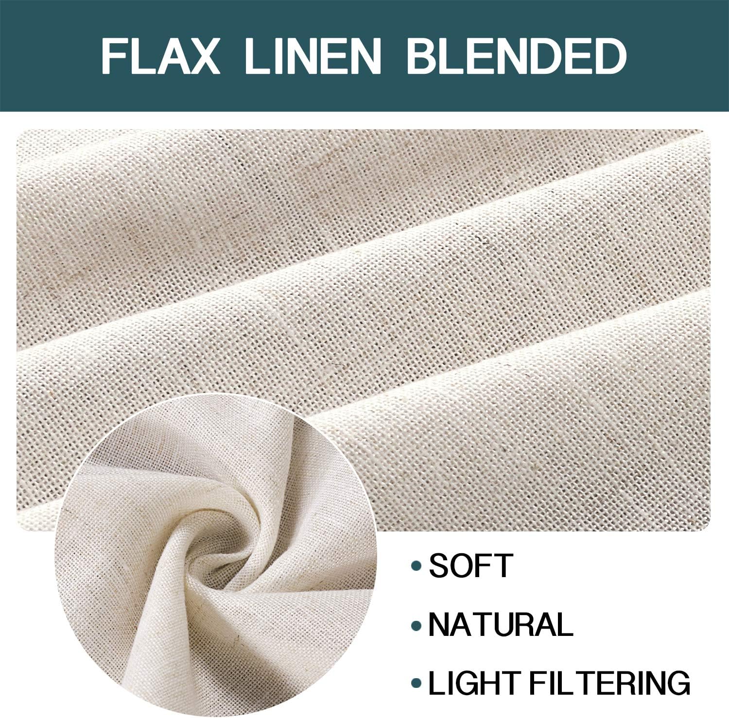 FantasDecor Linen Sheer Curtains 108 inch Length 2 Panels Set Light Filtering Privacy Drapes Grommet Window Blinds Shades for Farmhouse Bedroom Porch Living Room, Natural