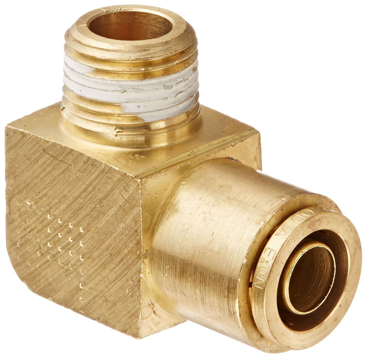 Eaton Weatherhead 1869X8 Brass CA360 D.O.T. Air Brake Tube Fitting, 90 Degree Elbow, 3/8" NPT Male x 1/2" Tube OD