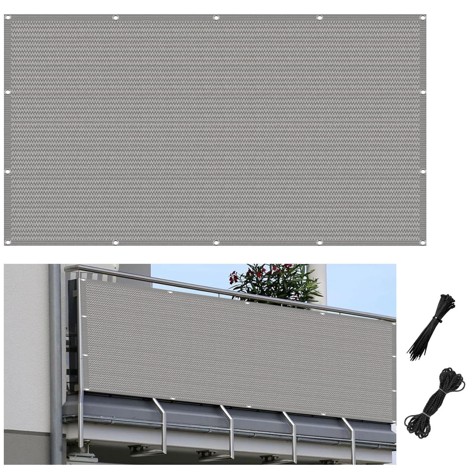 Copertura Balcone 120x180cm - Impermeabile, Antivento, UV 98%, Con Corda E Fascette - Foto 7