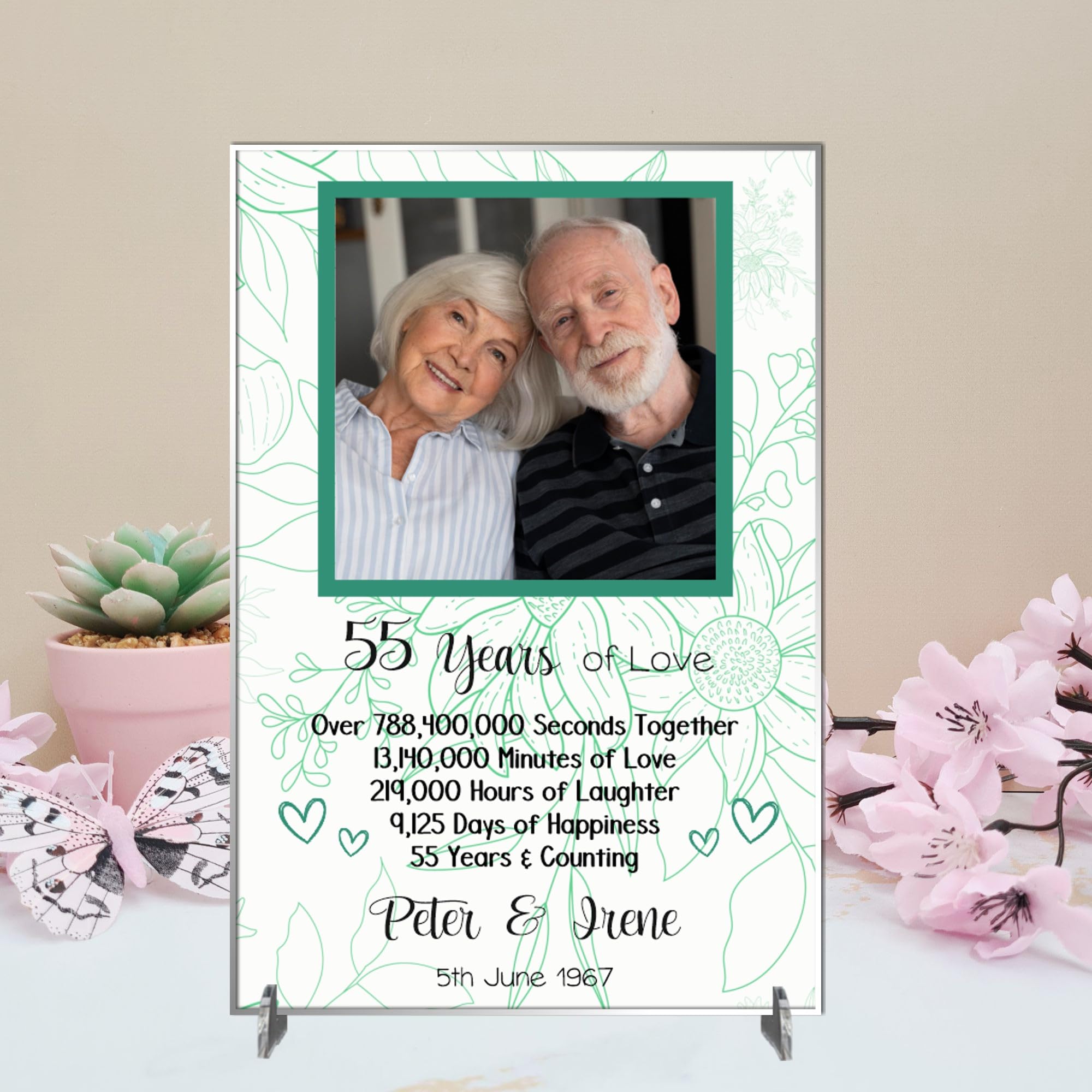 Personalised Anniversary Plaque - Custom A5/A4 MDF & Acrylic Sign - Milestone Anniversaries (1st, 25th, 30th, 35th, 40th, 45th, 50th, 55th, 60th (8. 55th Anniversary, Acrylic A5 21cm x 15cm)