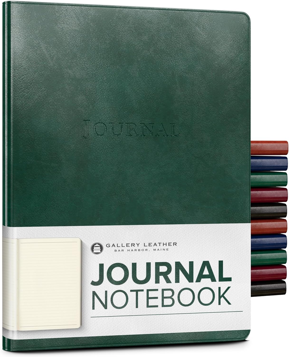 Gallery Leather Journal - Crafted in Maine, USA - Elegant Leather Writing Notebook with 192 Lined Pages - A Timeless Space for Your Thoughts - Acadia Green, 9.75x7.5", Large Lined
