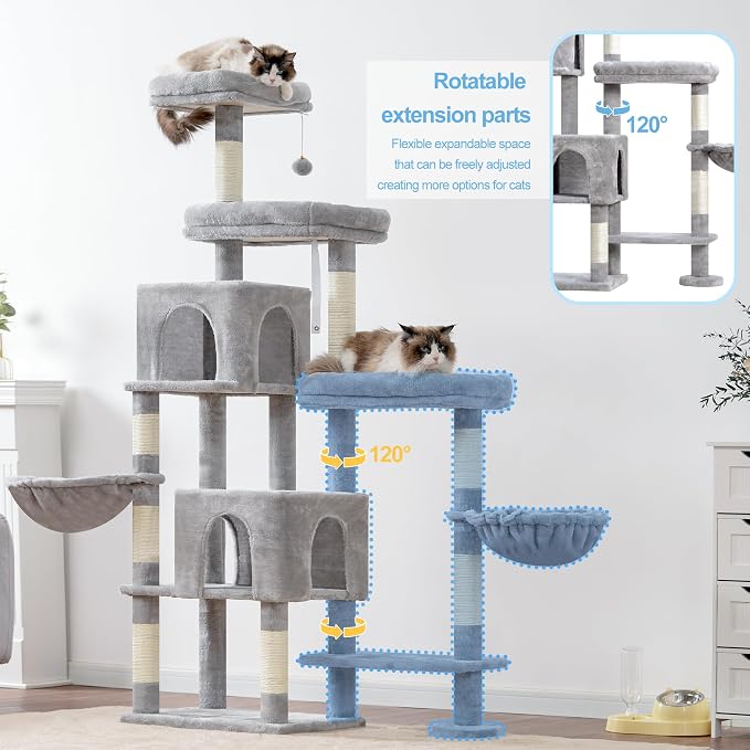 Gato Torre con Postes Rasguños y Amplias Plataformas miniatura 2