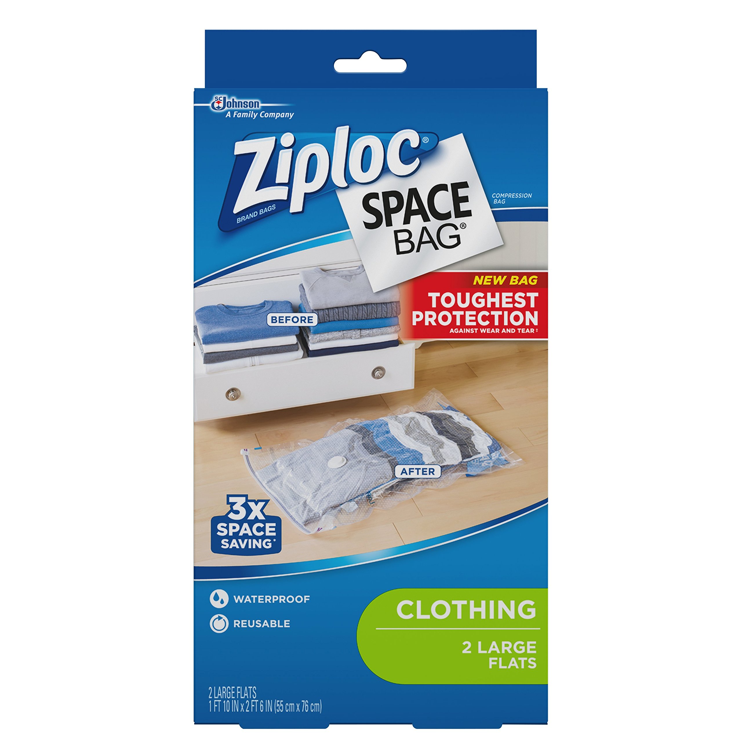 Ziploc Space Straight Pack Large, 2 ct Storage Bag, 2 Piece