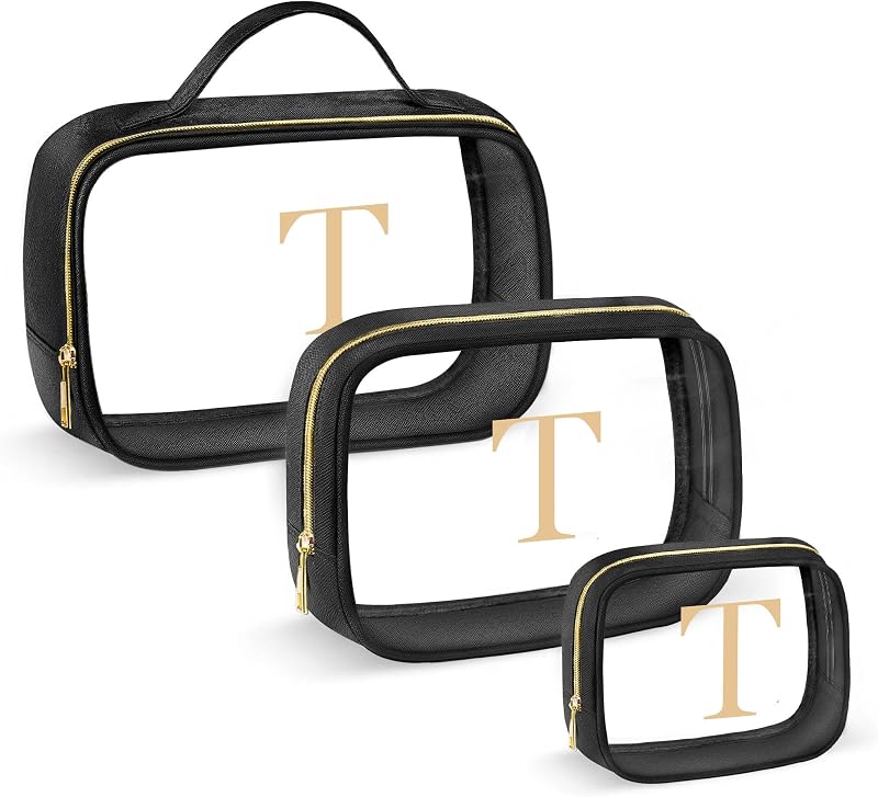 YOOLIFE Necessaire de viagem transparente preta com zíper, modelo T