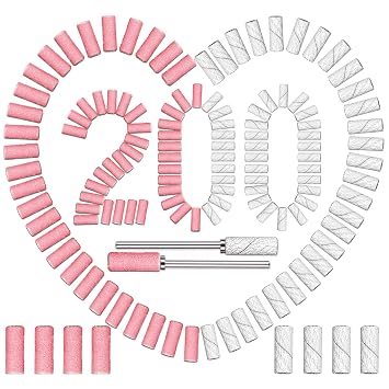 200PCS 180/240 Mixed Small Sanding Bands with 3.1mm Mandrel Bits
