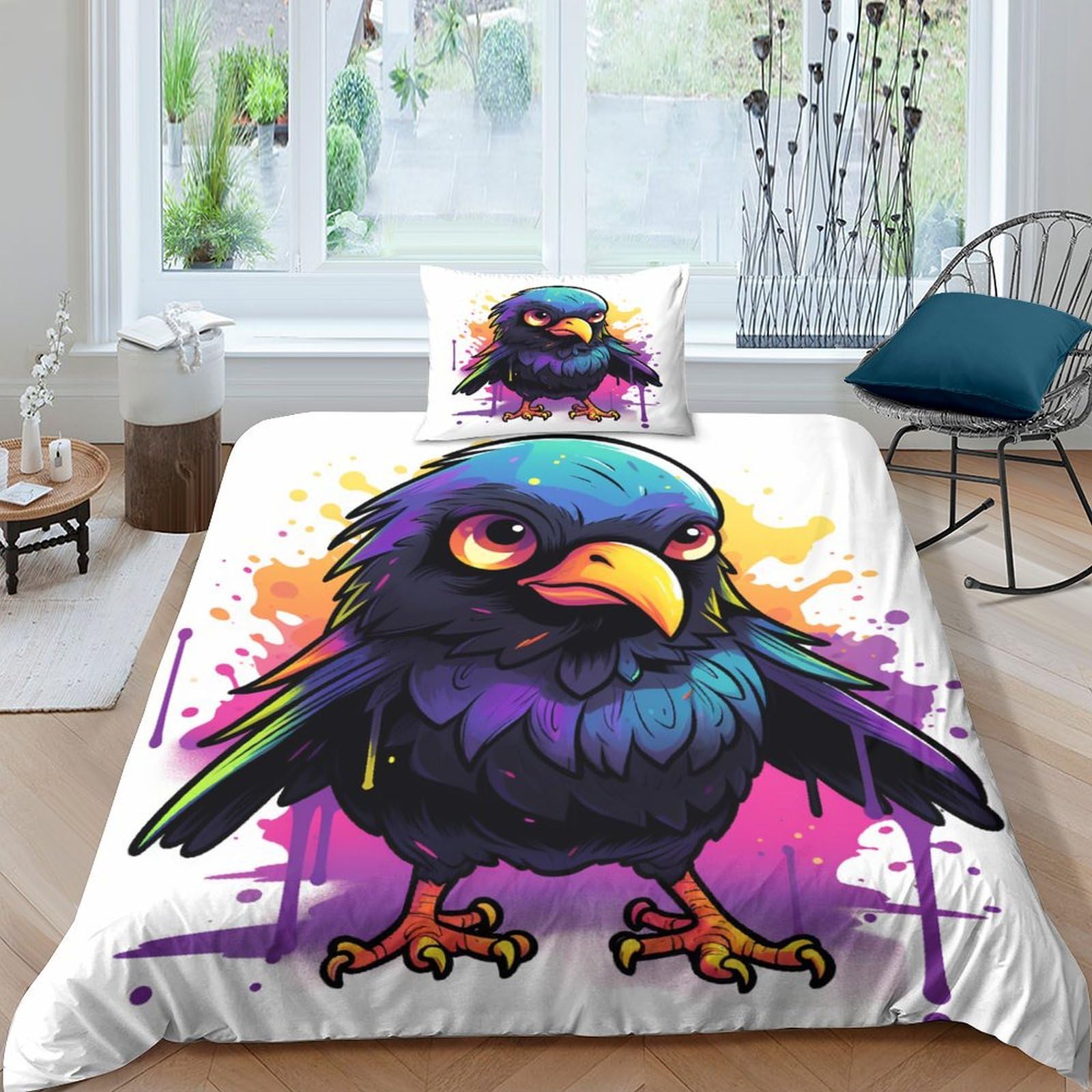 Housse de couette Corbeau 3D pour transformer votre chambre en un sanctuaire mystique