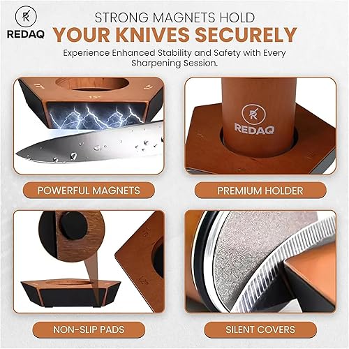 Miniatura 4 de Afilador de cuchillos rodantes restaura cuchillos sin brillo rápidamente con 5 ángulos magnéticos (12  a 25 ), discos de diamante y corindón,