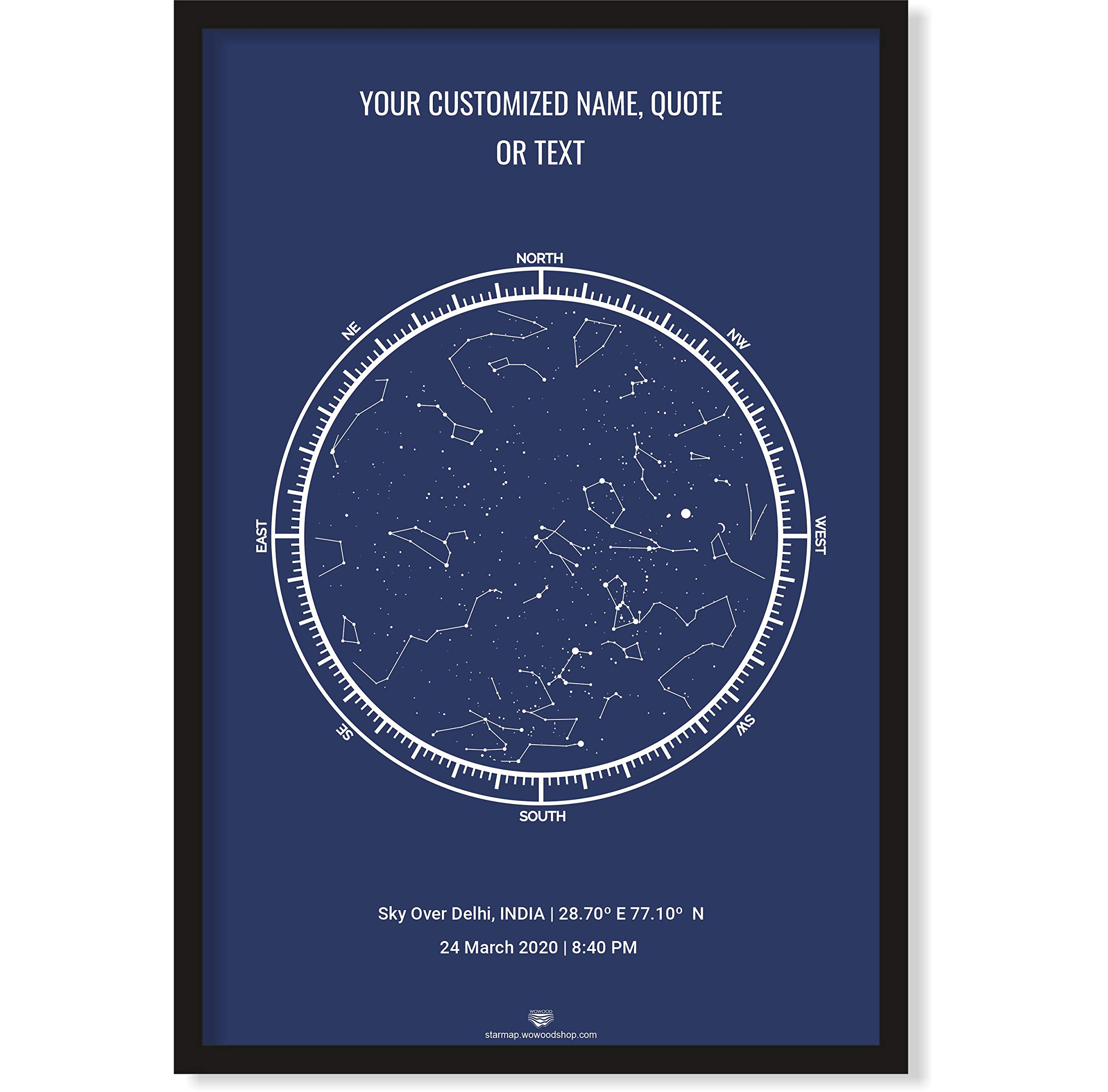 Custom Star Map | Personalised Night Sky Print | Constellation Print | | Wedding Gift (18 x 12 inches, Glossy, Blue)