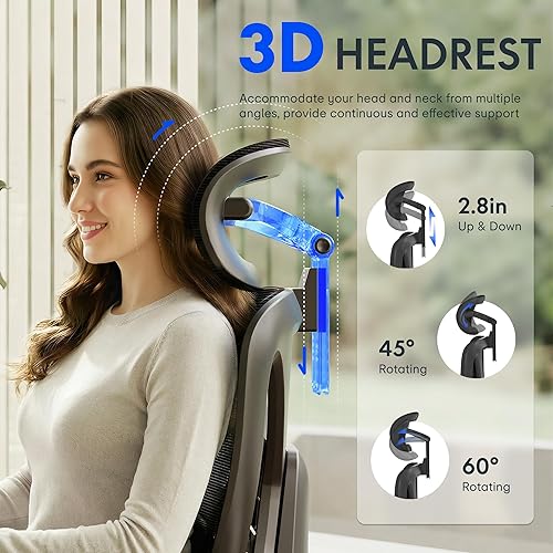 Miniatura 4 de FLEXISPOT Silla de oficina ergonómica premium ErgoX con reposapiés - Respaldo lumbar dinámico, apoyabrazos 3D ajustables, función de reclinación e