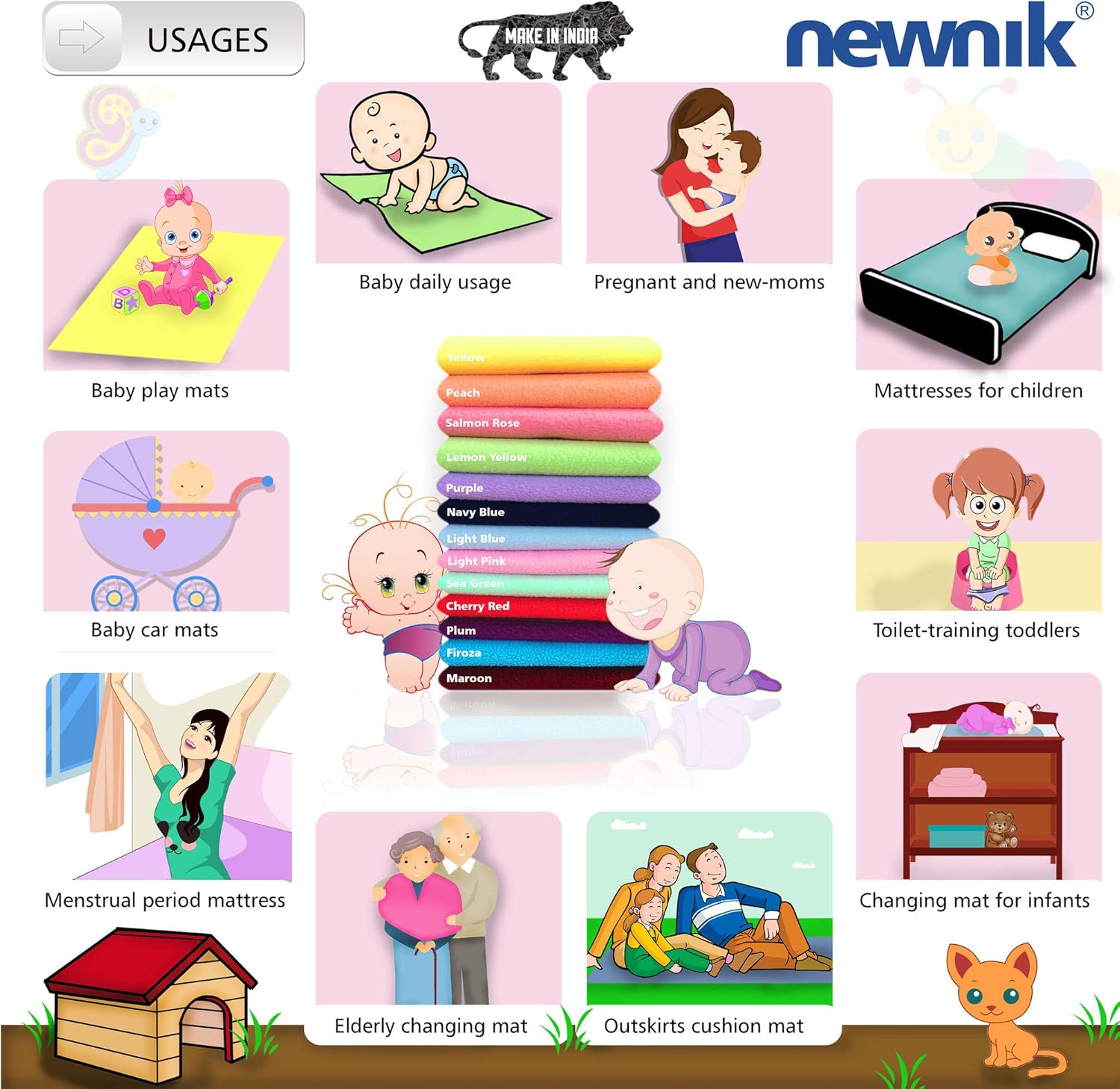 Cozymat Soft, Waterproof, Reusable Mat/Underpad/Absorbent Sheets/Mattress Protector (Size: 70cm x 50cm) Pink, Small : Baby