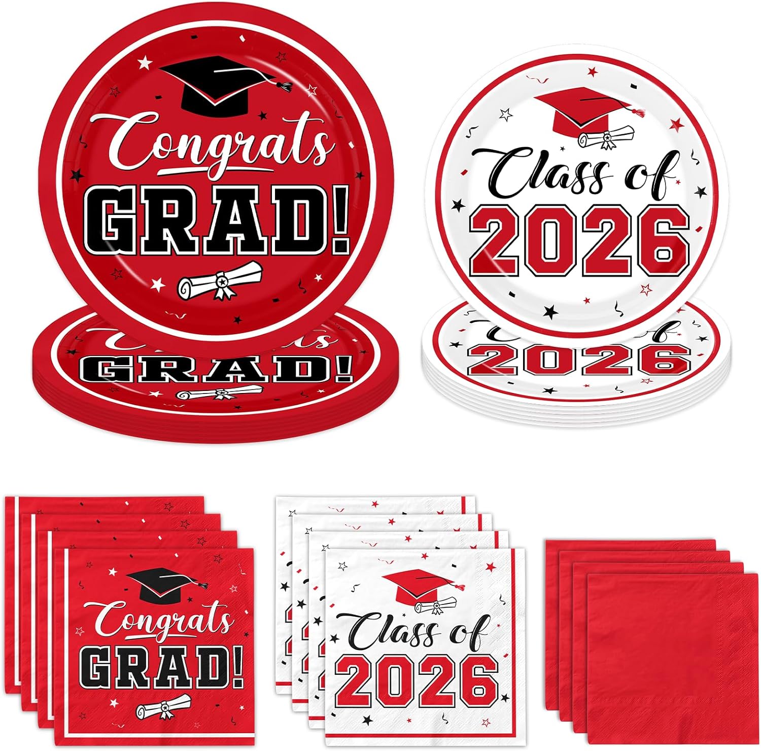 Graduation Party Plates and Napkins Green Class of 2026 Grad Congrats Party Supplies Disposable Dessert Paper Plates Cocktail Napkins forGraduation Party Decorations,Serve 50