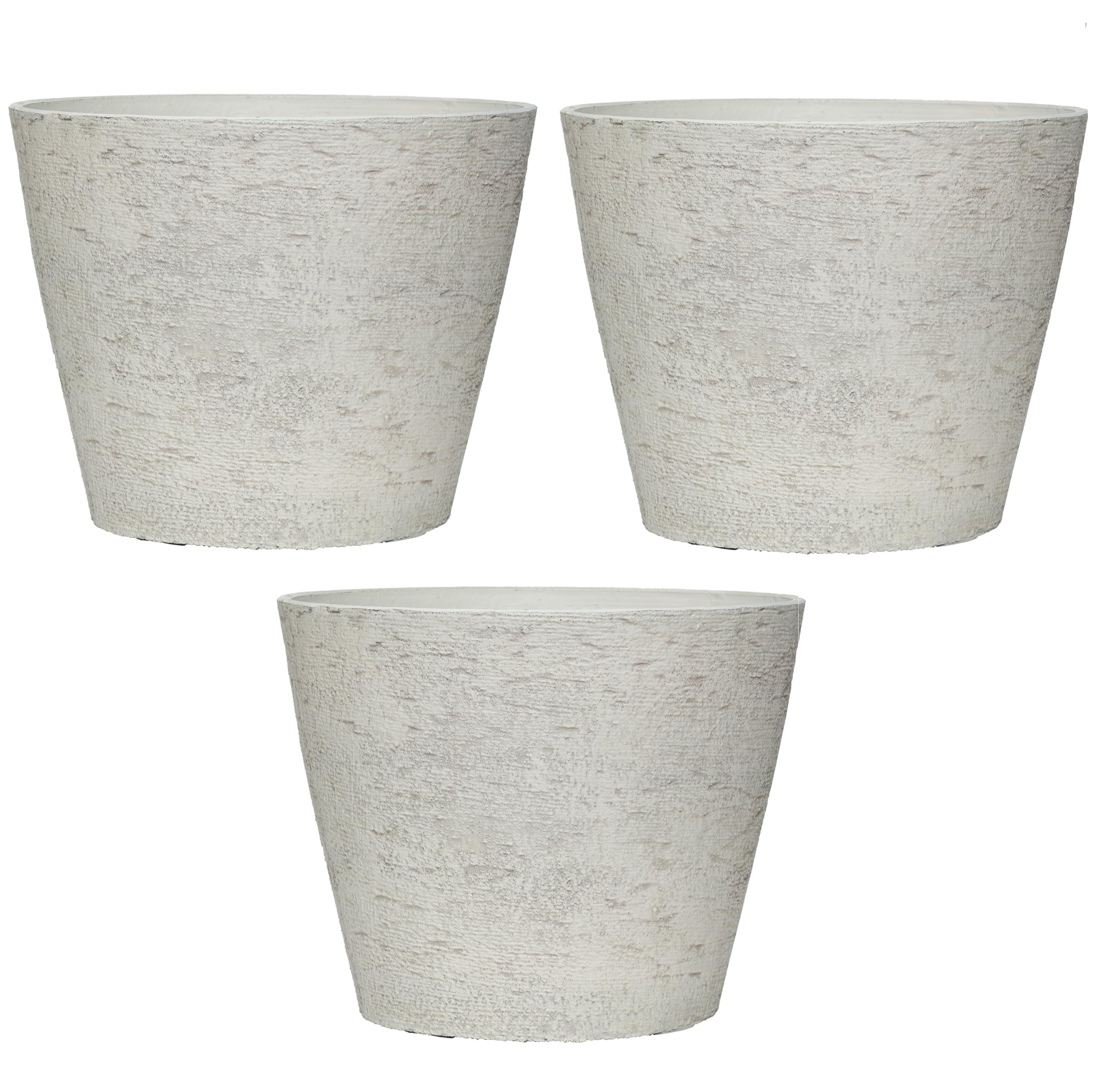 Garden Gear Stone Effect Planter 36.5cm White Polypropylene Pack of 3