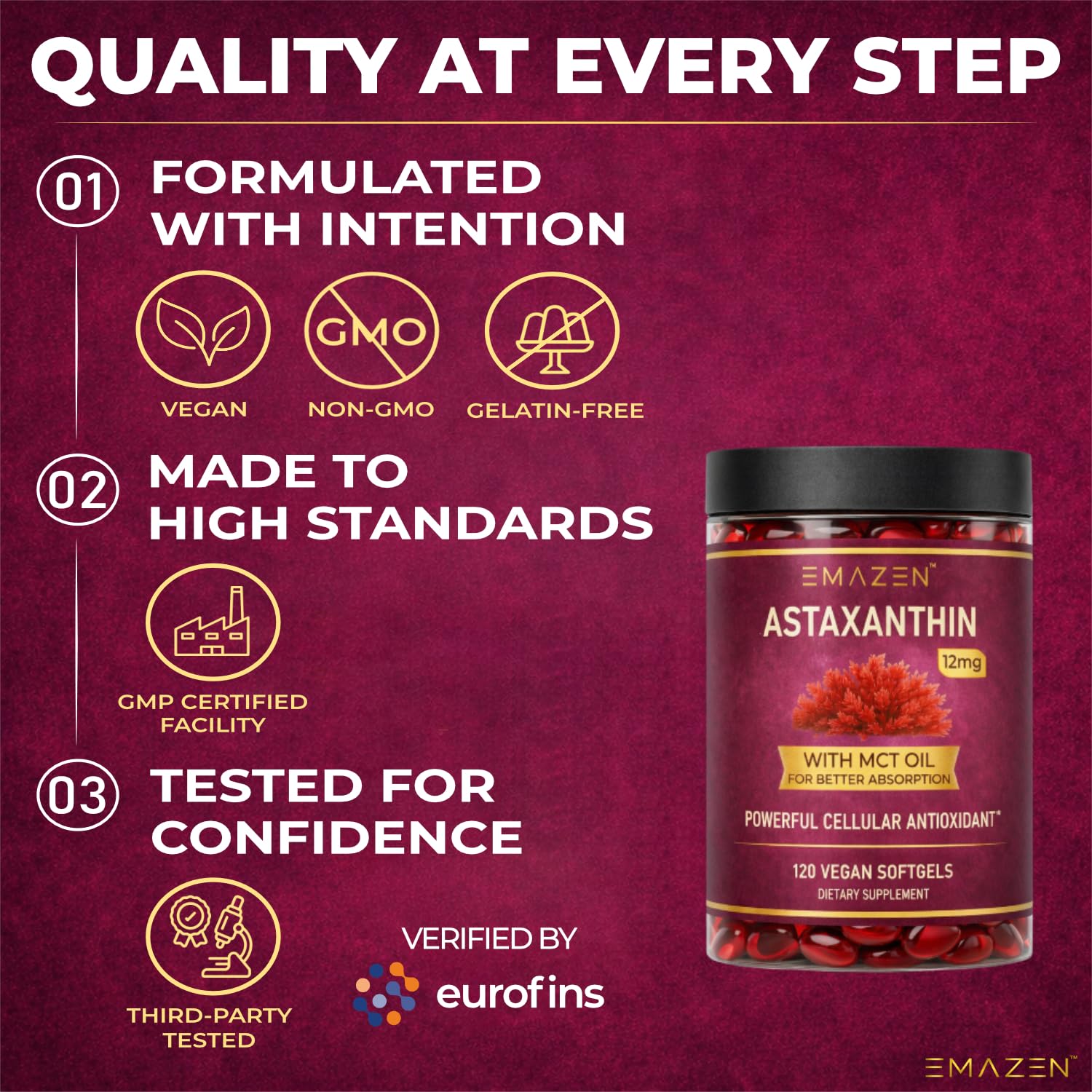 Astaxanthin 12mg MCT Coconut Oil, 120 Vegan Softgels, 4 Month Supply — Amazon image 3
