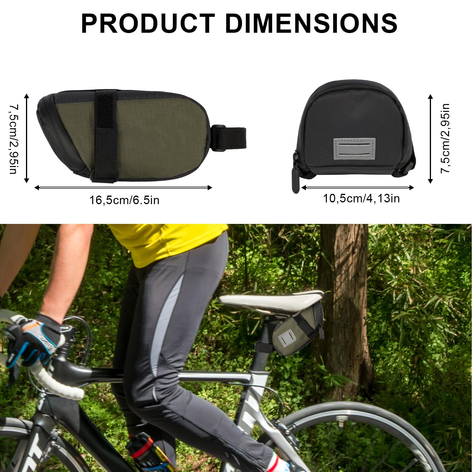 Satteltaschen für Fahrrad Rennrad MTB mit reflektierender Wasserdicht Fahrradtasche Fahrradkoffer Fahrradsitz Tasche für mehr Stauraum an der Sattelstütze 16,5*7,5*10CM mit Klett Befestigung(Orange) Sport & Freizeit