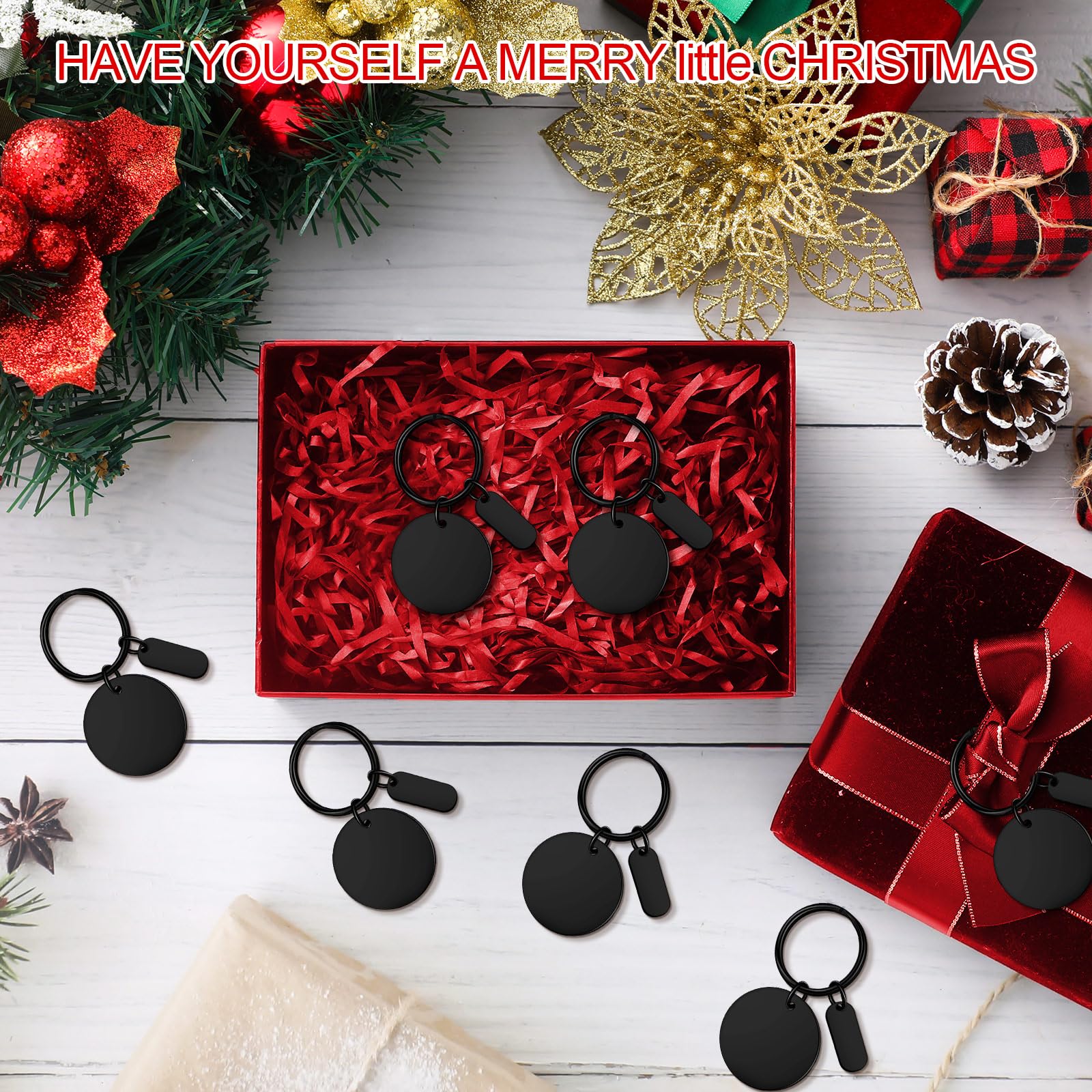 Gisafai 30 Stück gravierbare Metall-Schlüsselanhänger-Rohlinge, Lasergravur, Edelstahl, Rohlinge, Stanzrohlinge, Schmuck, Rohlinge, Schlüsselanhänger, Anhänger, Geschenke für Weihnachten, Basteln,