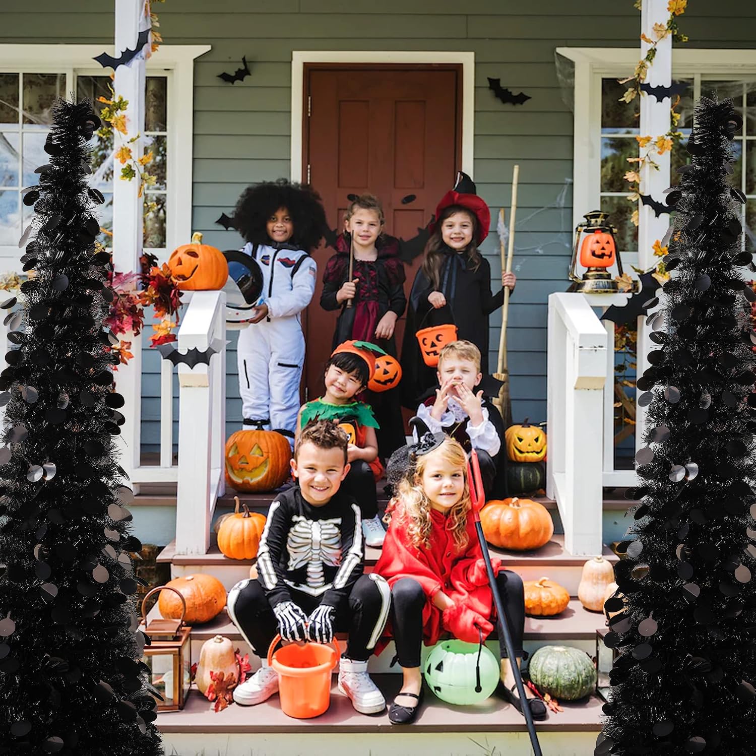 Fonder Mols Black Christmas Tree 5ft, Small Collapsible Pop Up Artificial Pencil Tree for Halloween Christmas Decorations
