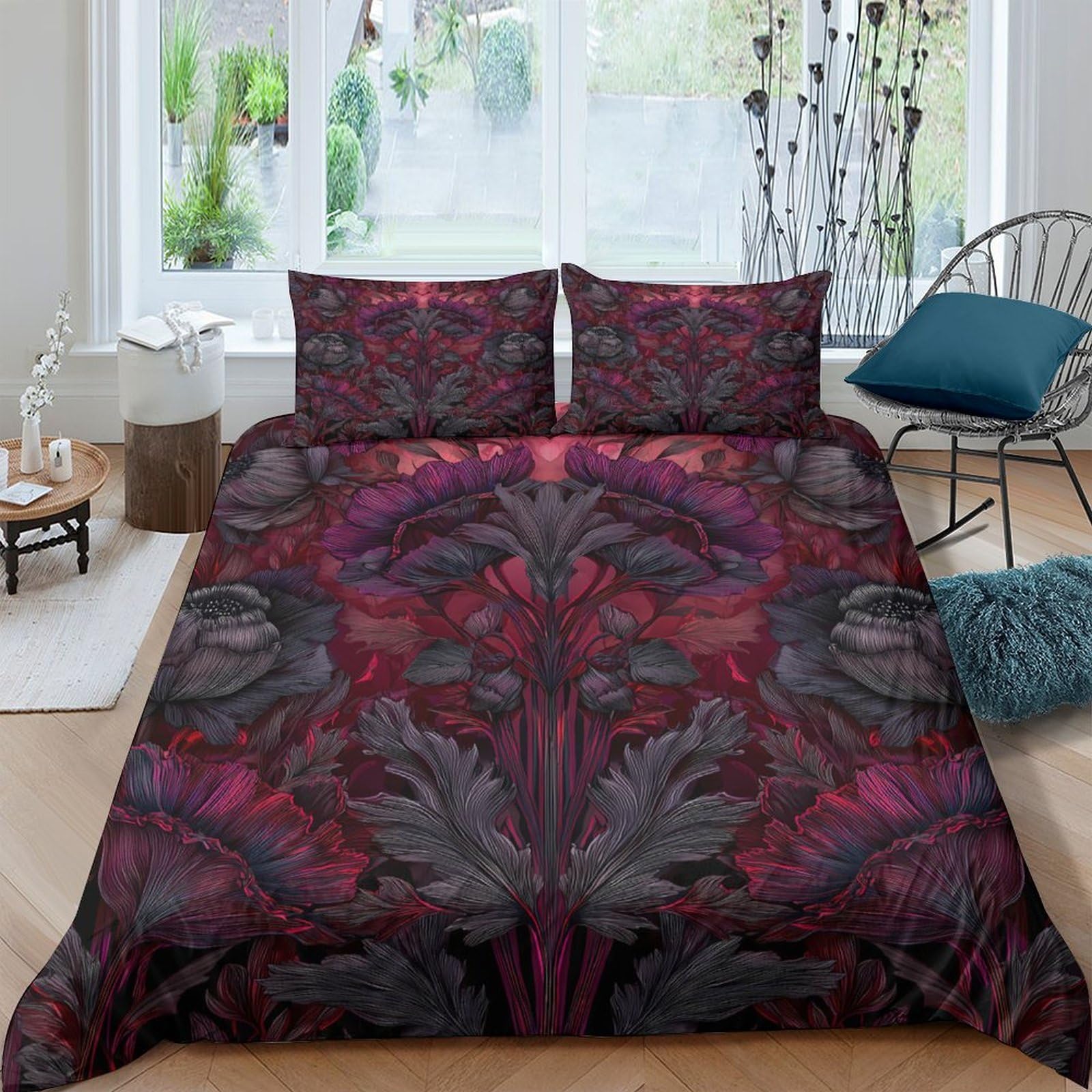 Gothic botanique ensemble de literie hypoallergique sans plis pour lit 260x220
