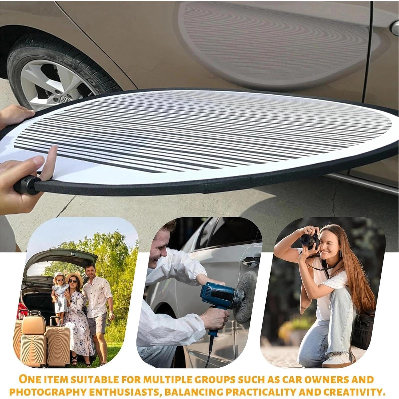 Pannello Riflettente Ammaccature 70 cm Pieghevole con Borsa Lavagna Riflettente a Ammaccature Auto per Riparare Graffi Portiere Carrozzeria Auto Strumento Debosselaggio