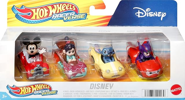 Foto 6 de 6 de Hot Wheels RacerVerse, Pack de 4 Coches de Juguete metálicos de Disney optimizados para su Uso en Pistas