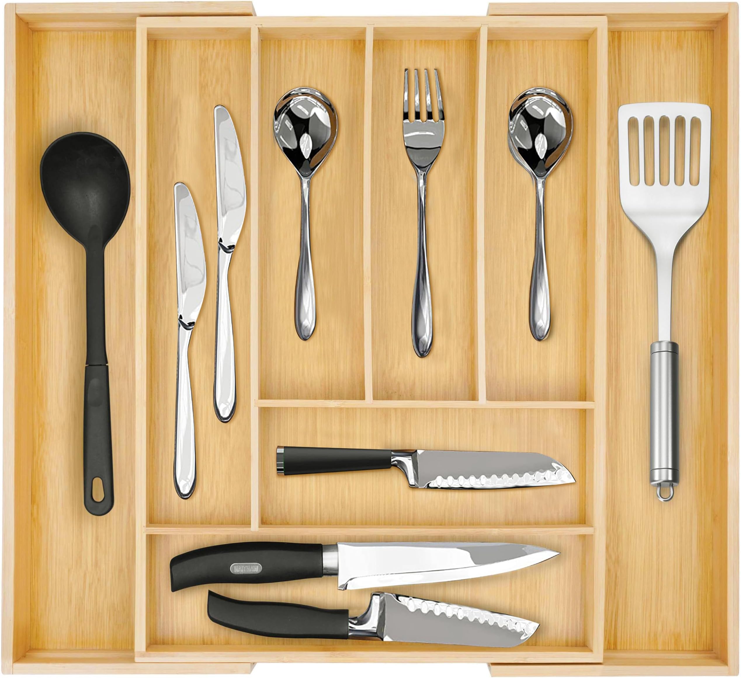 4 Pack Bamboo Drawer Divider - Expandable Drawer Organizers (12.8