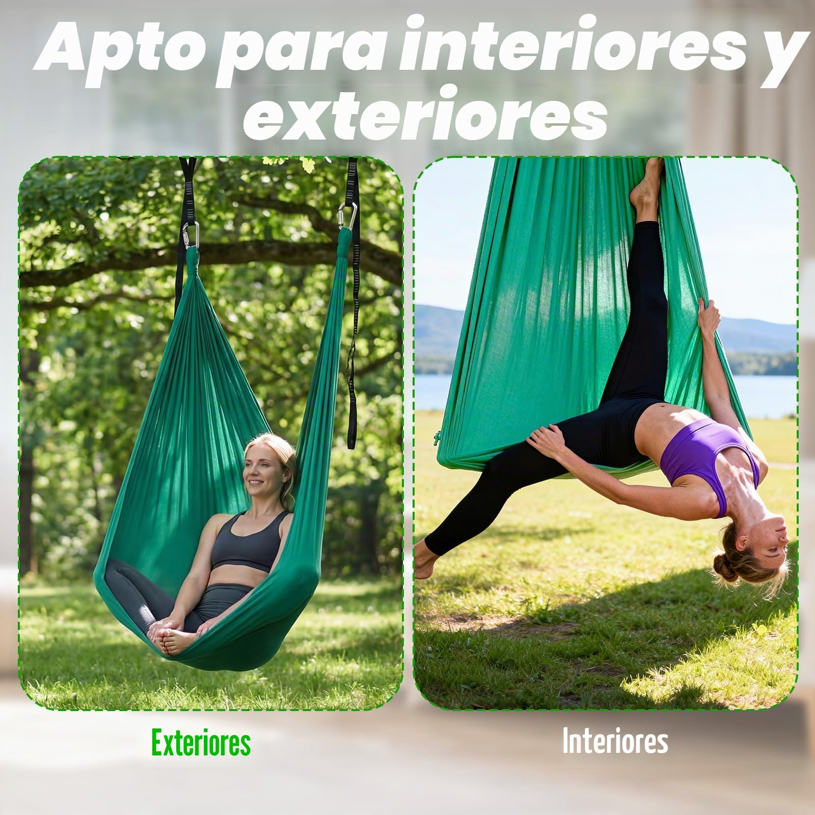 150 x 340 cm Hamaca con Accesorios de Instalación | Hamacas Colgantes Nailon Sin Costuras, Accesorios Completos, Hamaca para Acampar, Viajar, Jardín, 250 KG, Capacidad de Carga
