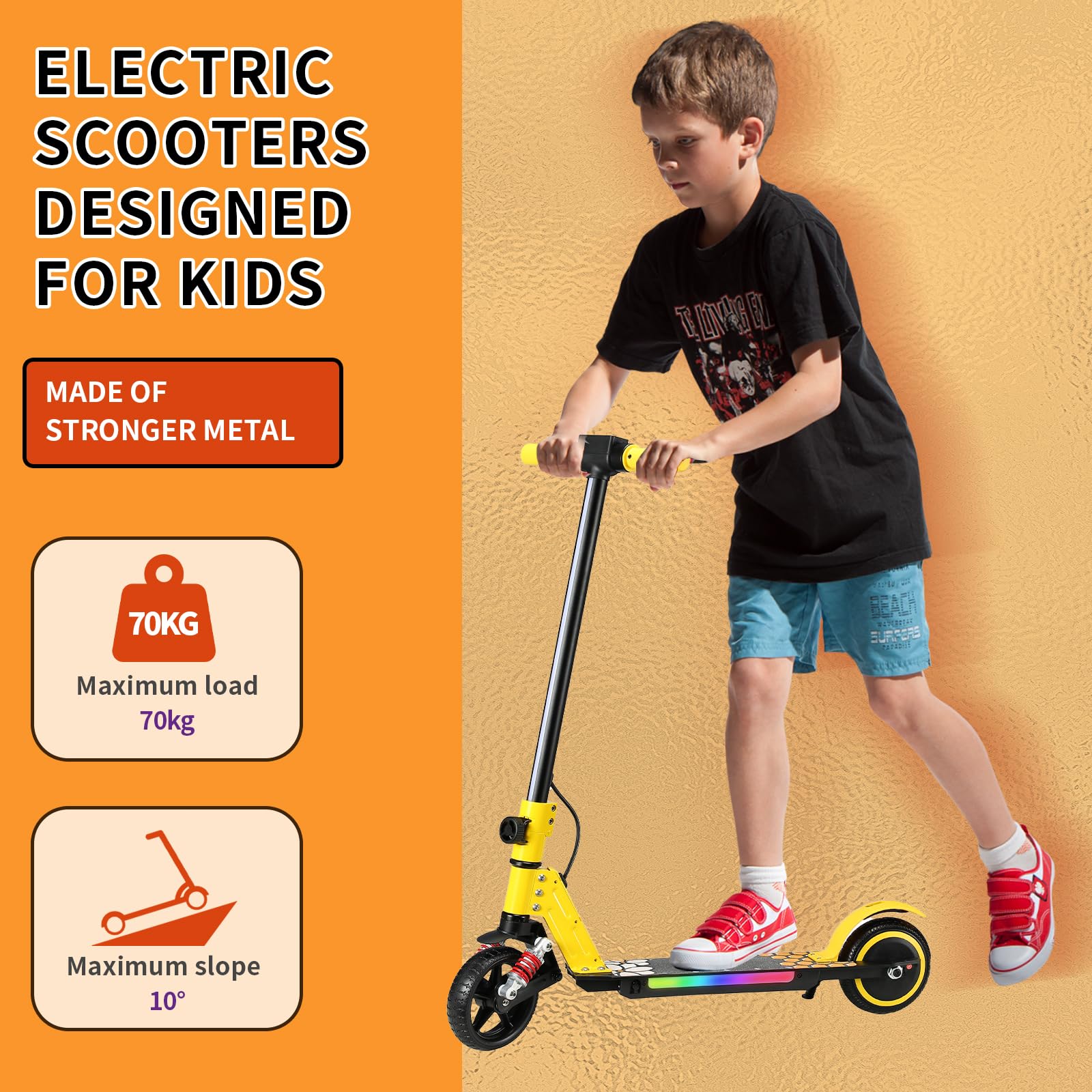 Trottinette Électrique E-RIDES Pour Enfants 6-12 Ans - Pliable - Autonomie 8km - Moteur 130W - Écran LED