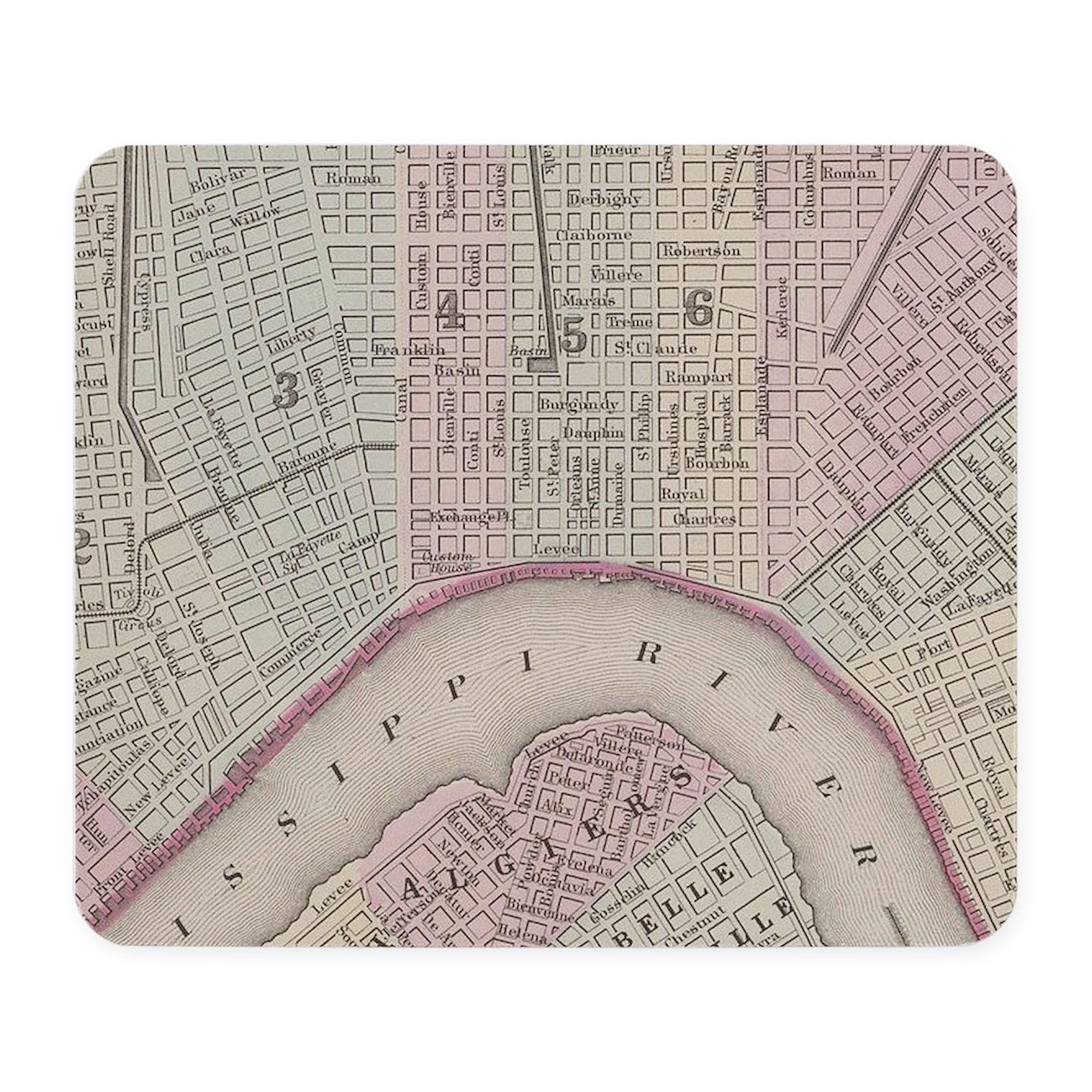 CafePress Vintage Map of New Orleans (1880) Mousepad Non-Slip Rubber Gaming Mousepad