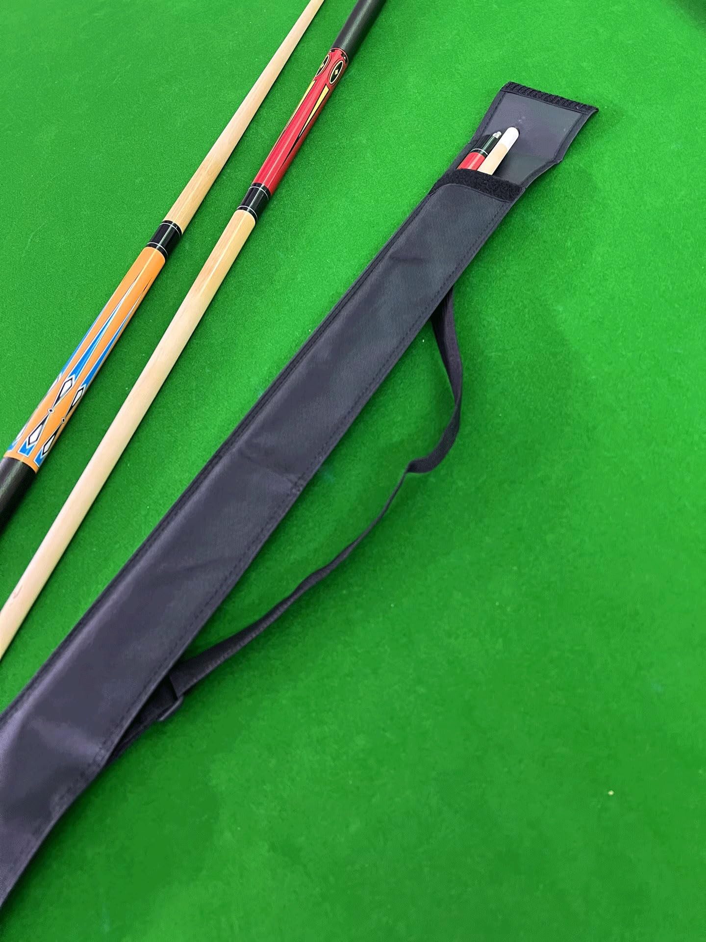120CM Stecche da Biliardo con Borsa, 47" Fatto a Mano Acero 1/2 Pezzo Professionale Stecca da Biliardo 12mm Punta(Color:Rosso)