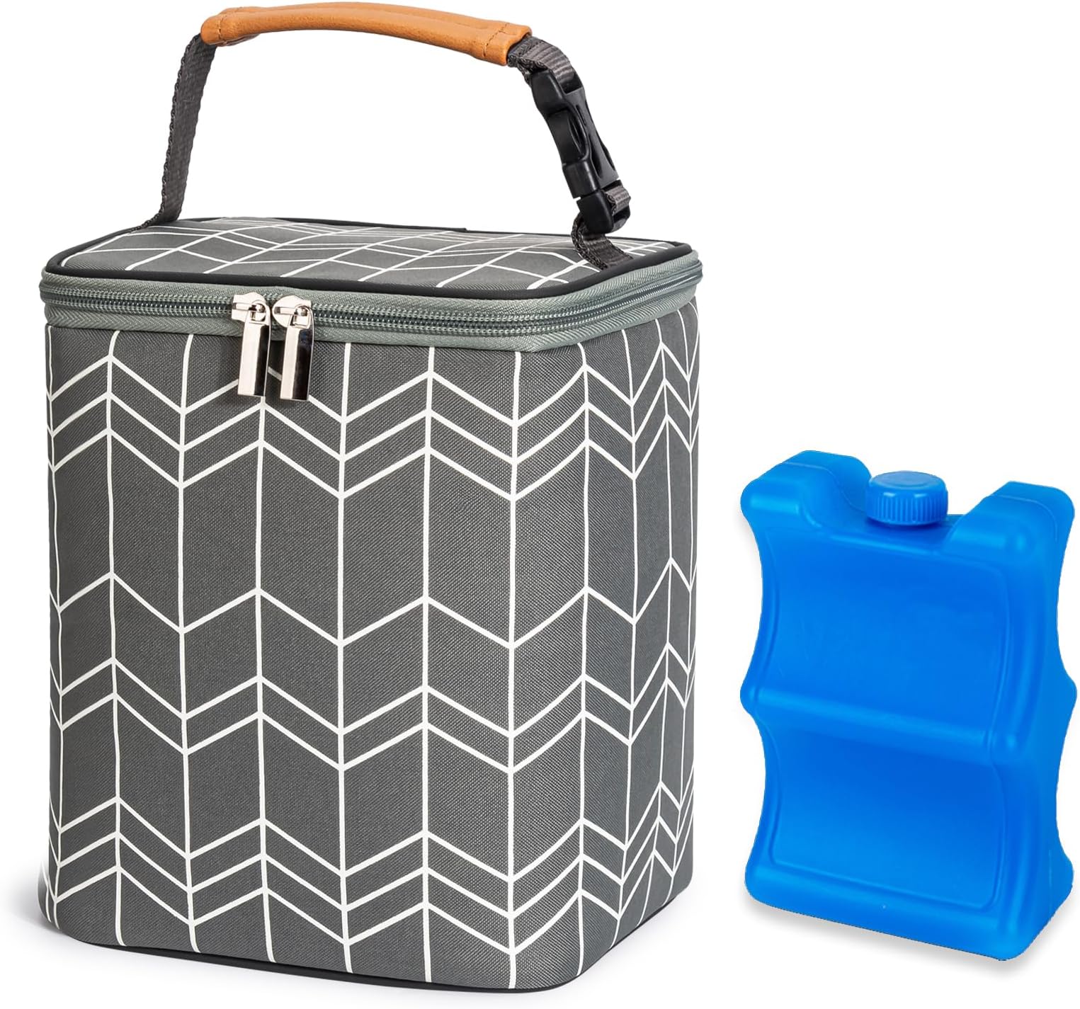 BreastMilk Cooler Bag with Ice Pack Fits 4 Baby Bottles Up to 9 Ounce, Large Baby Bottle Bag Fits for Nursing Mom Daycare