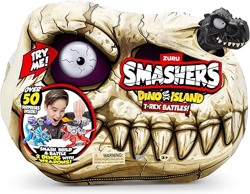 Miniatura 4 de ZURU SMASHERS Isla de Dinosaurios T-Rex Batallas (Versión Negra) de ZURU 50+ Sorpresas Dinosaurio Coleccionable para Niños T-Rex Triceratops Slime