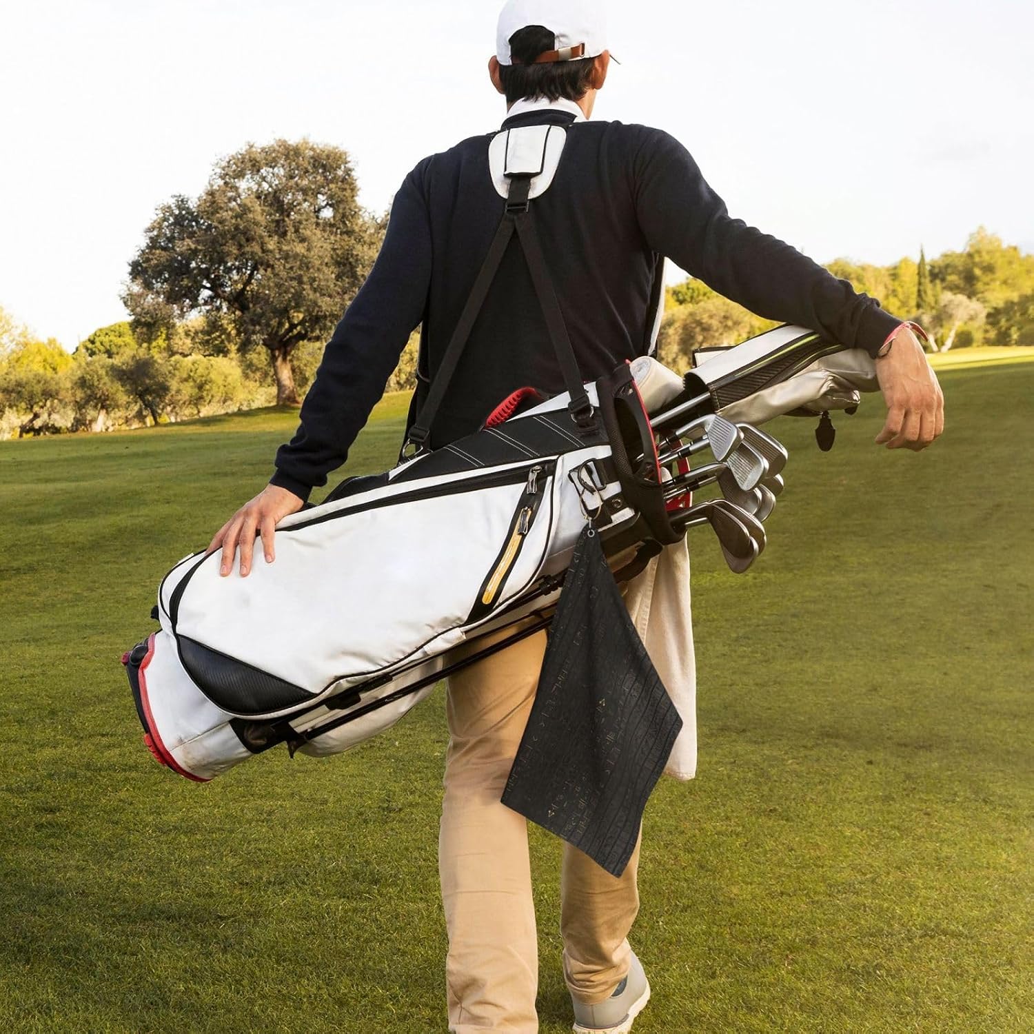 Ancient Egyptian Hieroglyph Print Microfiber Golf Towel with Clip Funny Golf Accessories Golf Gifts for Men Women Club Towels