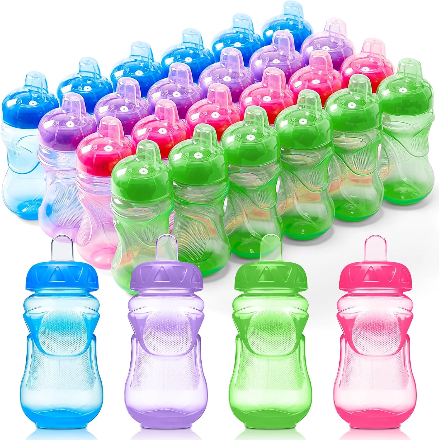 Mifoci 12 Pcs 12 oz No Spill Sippy Cups for Toddlers Ages 1-3 Sport Cup with Lid Reusable Baby Feeding Supplies, Dishwasher, Microwave Safe