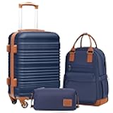 Coolife Luggage Set 3 Piece Luggage Set Carry On Suitcase Hardside Luggage with TSA Lock Spinner Wheels(Navy, 3 piece set (BP/TB/20))