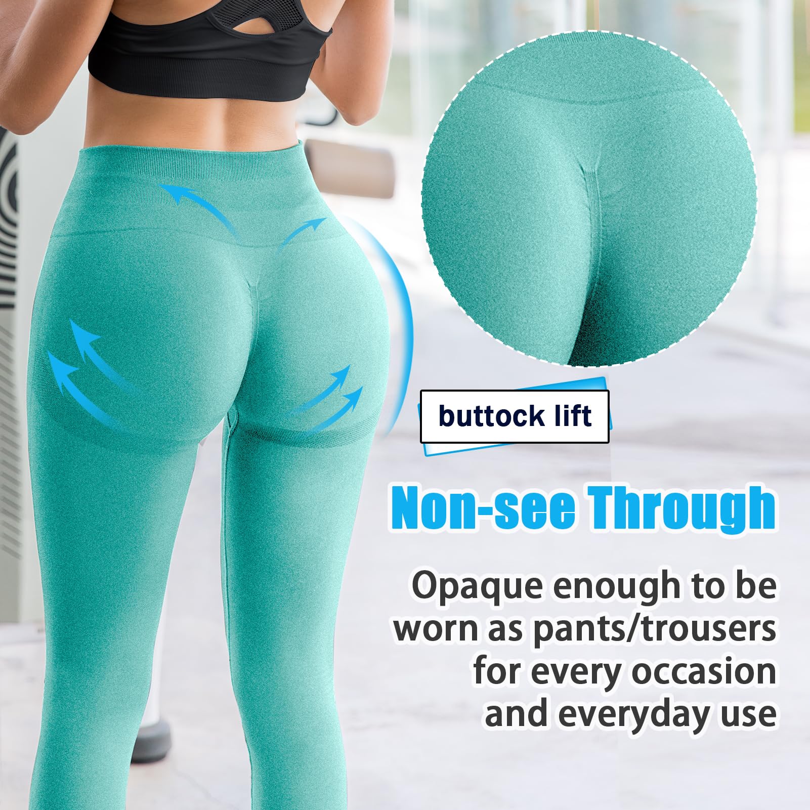SINOPHANT Sportowe legginsy damskie, wysoka talia, Scrunch Butt Push Up, bezszwowe, elastyczne spodnie do jogi