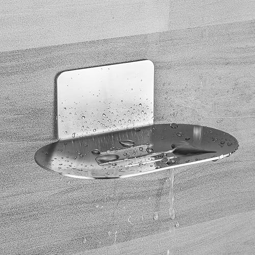Miniatura 9 de Jabonera para ducha, soporte de jabón autoadhesivo de 3 ranuras para baño, soporte de jabón de ducha montado en la pared, bandeja de jabón de acero