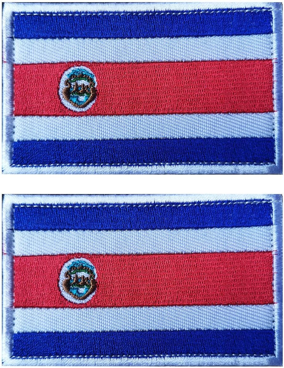 2 PCS AliPlus Costa Rica Flag Patches Embroidered Tactical Military Morale Patch Applique Fastener Hook and Loop