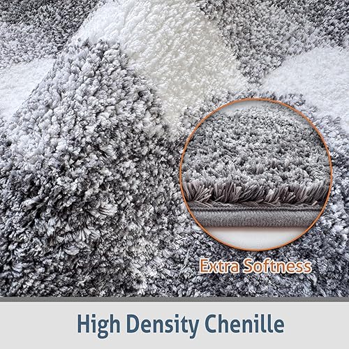 Miniatura 2 de Tapetes para baño, gruesos y absorbentes, antideslizantes, suaves y peludos, lavables a máquina (16 x 24 pulgadas, gris)