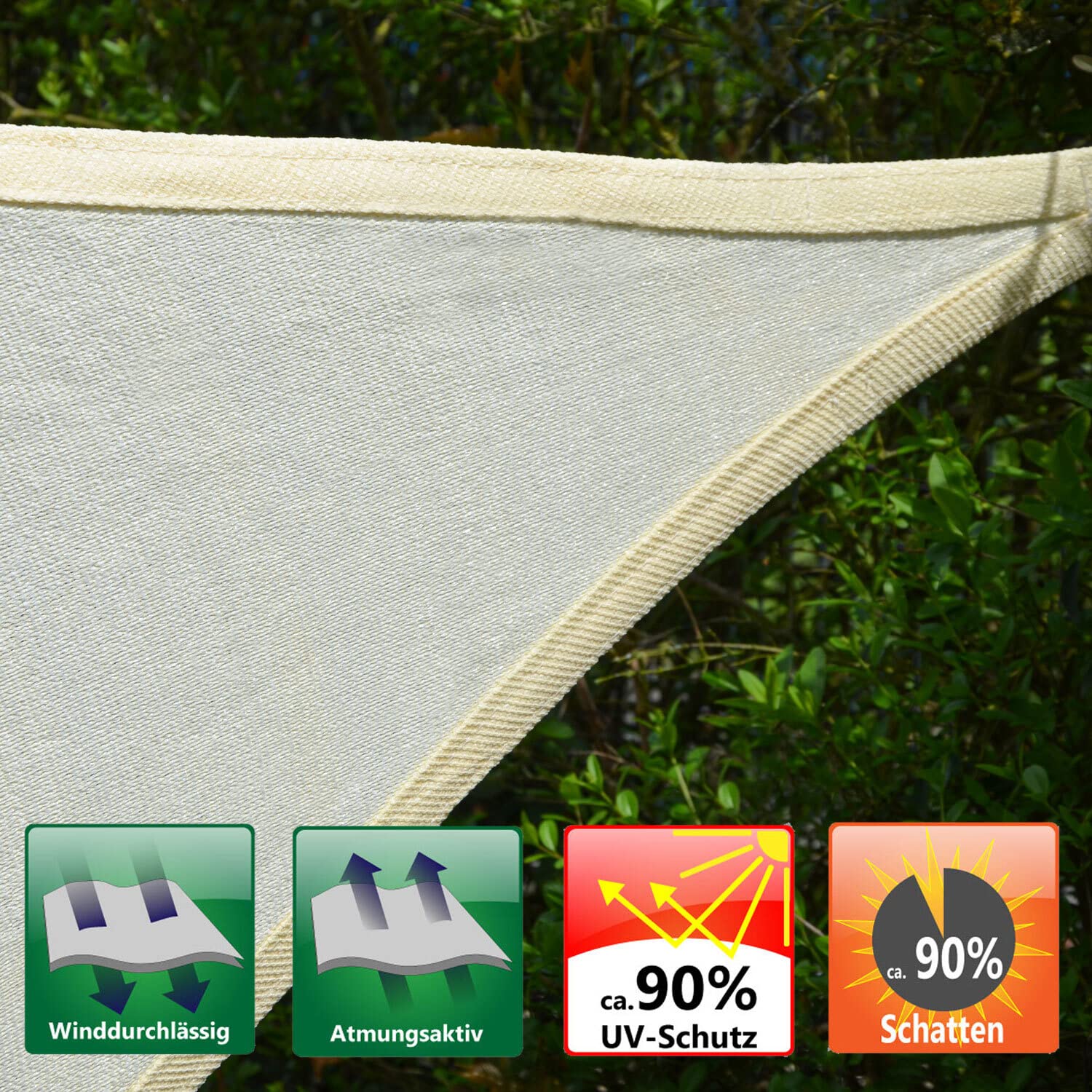 AMANKA Vela Ombreggiante 8x8x8 Permeabile - 90% Protezione UV - Vele Parasole da Esterno - Tela Ombreggiante da Giardino Parasole Vela Giardino Telo Pergole Telo per Tende da Esterno Tenda Ombra Mare