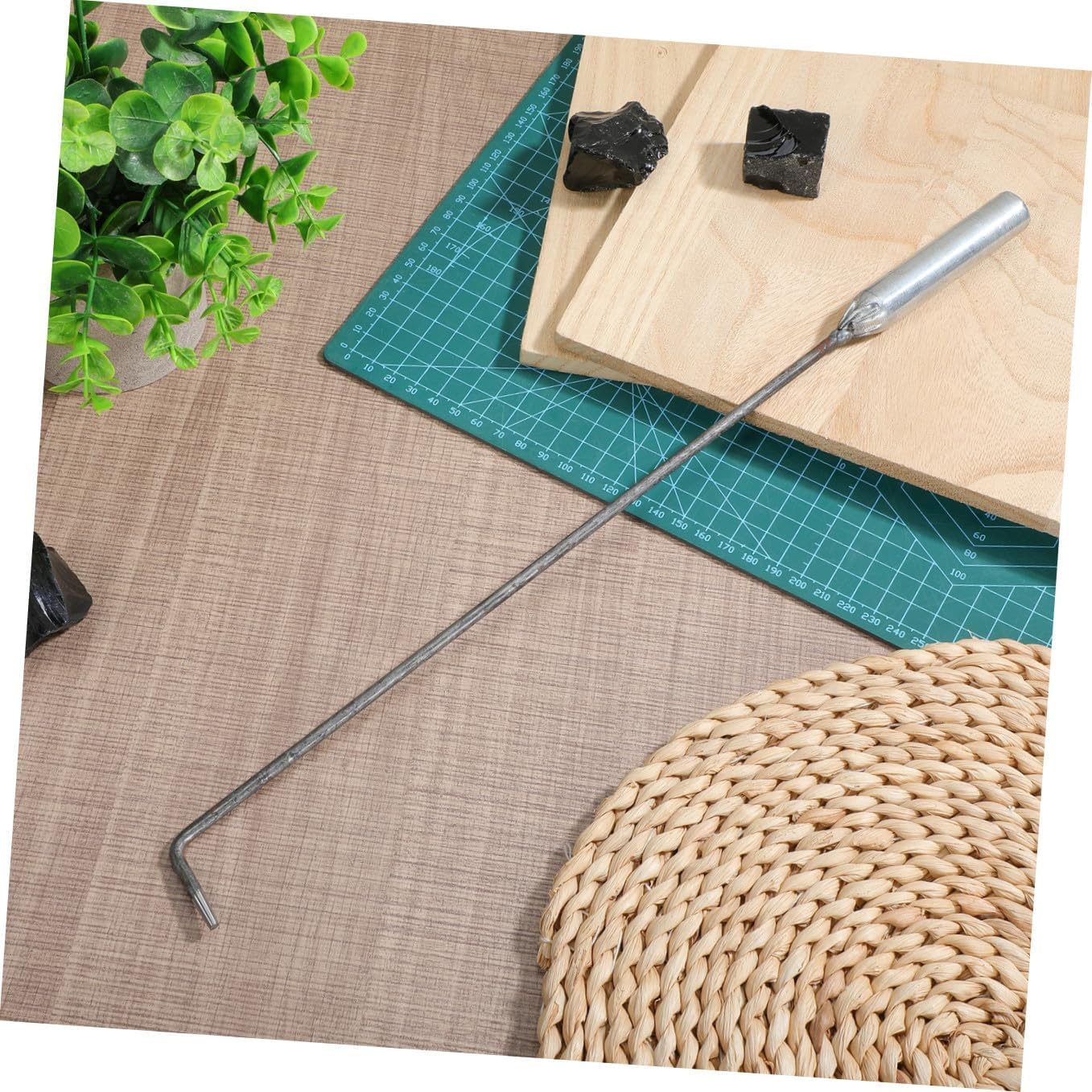 Fireplace Poker Tool Iron Silver for Outdoor Barbecue Home Cooking
