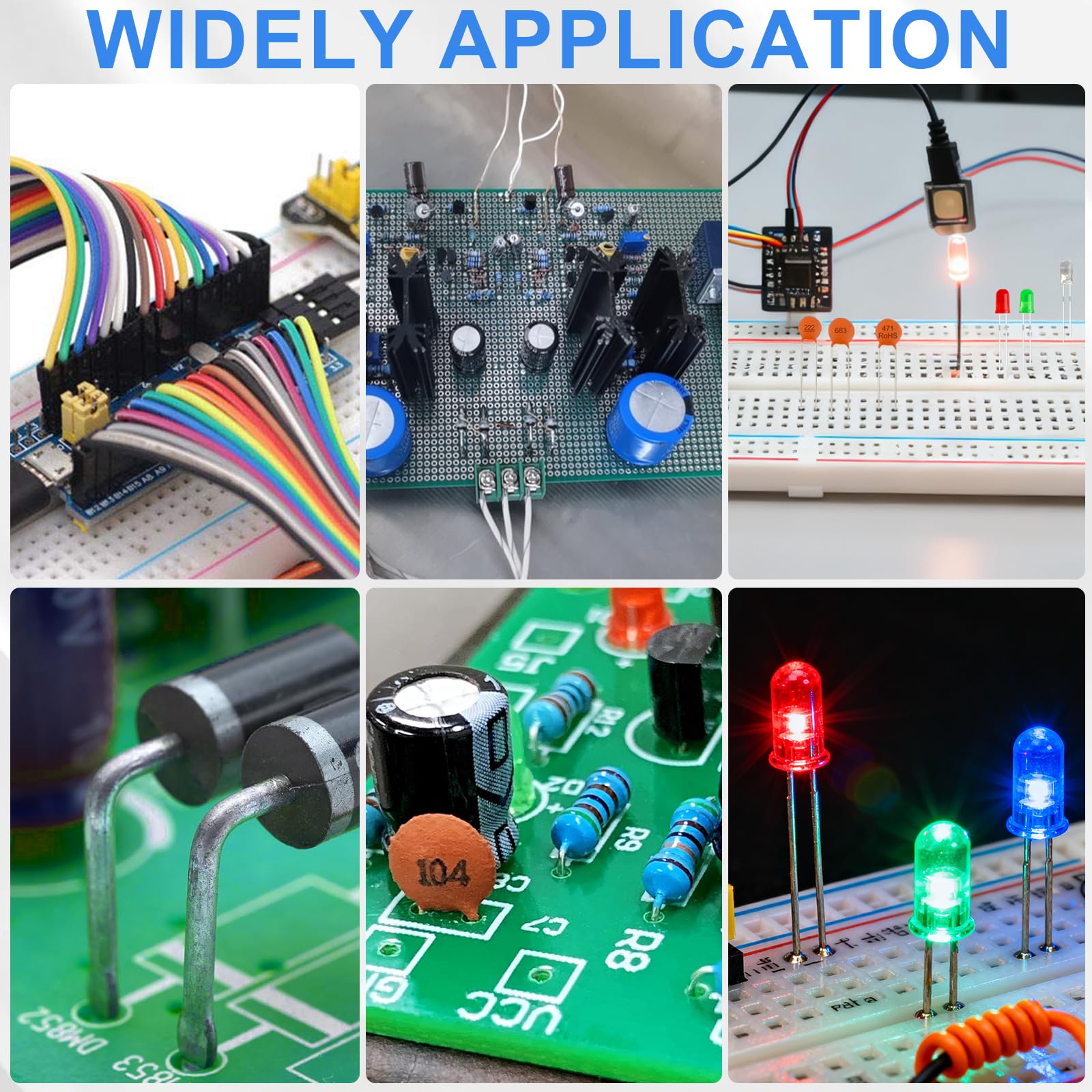 Assortimento di 1780 componenti elettronici con resistenza a strato metallico, condensatore, diodi, diodi luminosi LED, kit potenziometro, transistor, circuito stampato, Summer, Triode