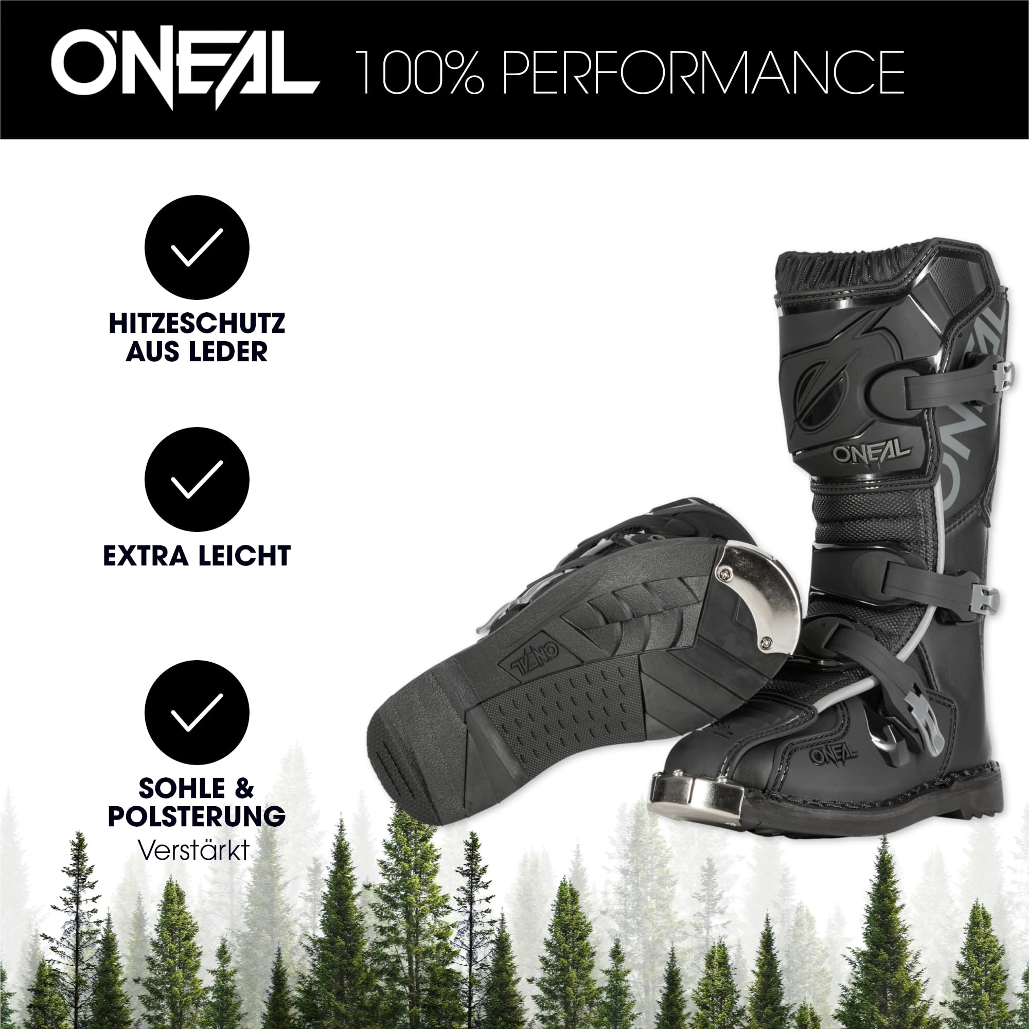 O'NEAL Kinder Motocross Stiefel TRIBUTE Youth Boot I MX Enduro I Motocross Stiefel Kinder mit Metall Sohlenschutz & verstellbaren Verschlussschnallen