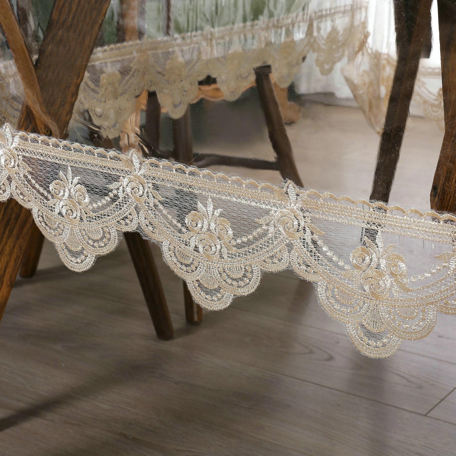 Tischdecke Kaffee 150x300 cm, Blume Stickerei PVC