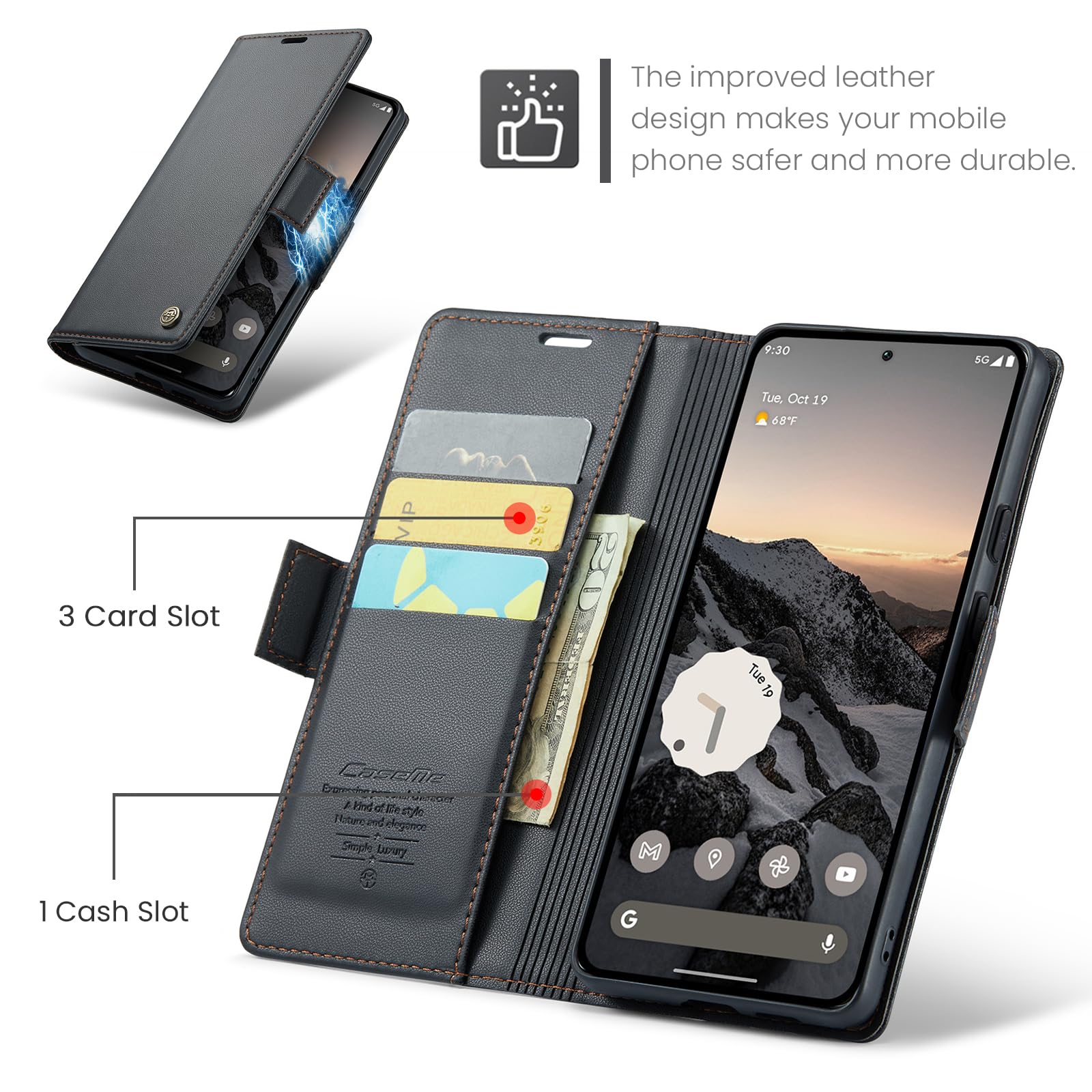 iPhone 12 Case - Crossbody Wallet Phone Case - Portafoglio Portafoglio Portafoglio, Porta Carte di Credito, Tracolla Regolabile Rimovibile, Custodia in Pelle Antiurto Kickstand - AINGEALE