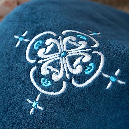 Miniatura 5 de Marina Decoration Premium Luxury Decor Ultra Soft 100% algodón bordado juego de toallas de baño moderno de 3 piezas, Blasón blanco con patrón de