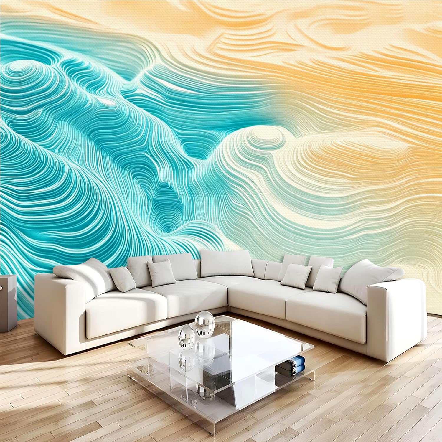 Carta da parati effetto 3D Astratto Moderno 366x 254 cm Murale Non Tessuto Blu Giallo Fotomurale Stampa HD Moderna Poster Per Soggiorno E Camera Da Letto Design 1M3862
