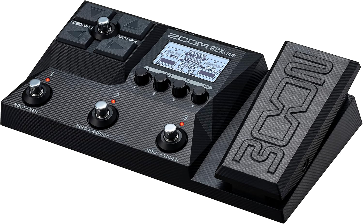 Top-handap angled view of Zoom G2X Four Multi-Effects Processor